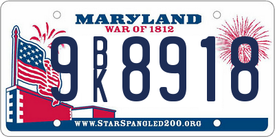 MD license plate 9BK8918