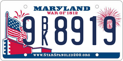 MD license plate 9BK8919