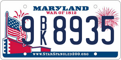 MD license plate 9BK8935
