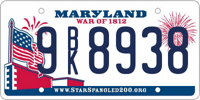 MD license plate 9BK8938