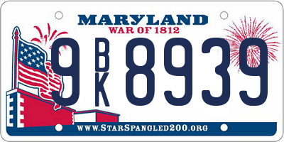 MD license plate 9BK8939