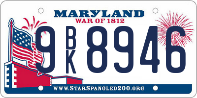 MD license plate 9BK8946