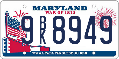MD license plate 9BK8949