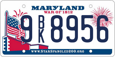MD license plate 9BK8956