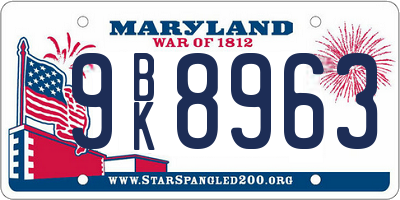 MD license plate 9BK8963