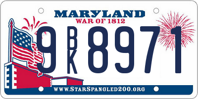MD license plate 9BK8971