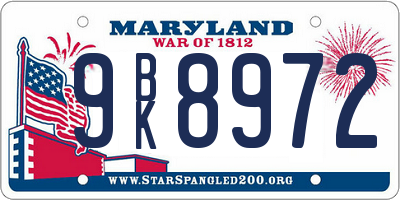 MD license plate 9BK8972
