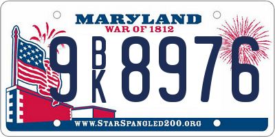 MD license plate 9BK8976