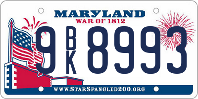 MD license plate 9BK8993