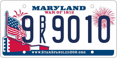 MD license plate 9BK9010