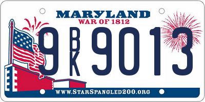MD license plate 9BK9013