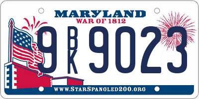 MD license plate 9BK9023