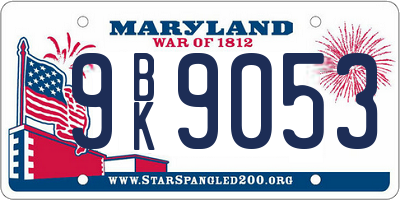 MD license plate 9BK9053
