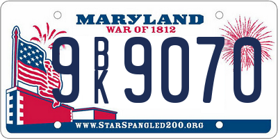 MD license plate 9BK9070
