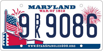 MD license plate 9BK9086