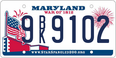 MD license plate 9BK9102