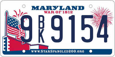 MD license plate 9BK9154
