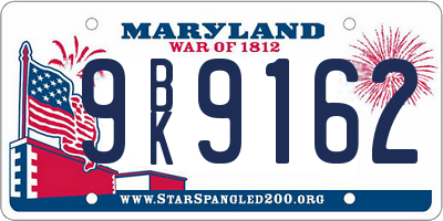 MD license plate 9BK9162