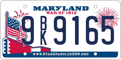 MD license plate 9BK9165