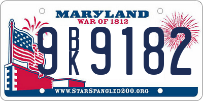 MD license plate 9BK9182