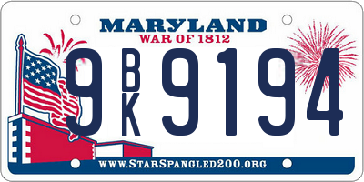 MD license plate 9BK9194