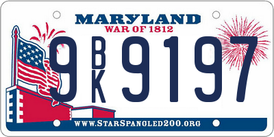 MD license plate 9BK9197