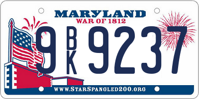 MD license plate 9BK9237
