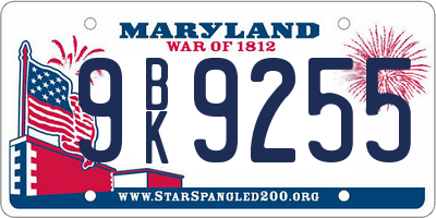 MD license plate 9BK9255