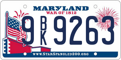 MD license plate 9BK9263