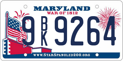 MD license plate 9BK9264