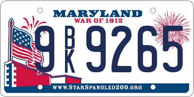 MD license plate 9BK9265