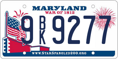 MD license plate 9BK9277