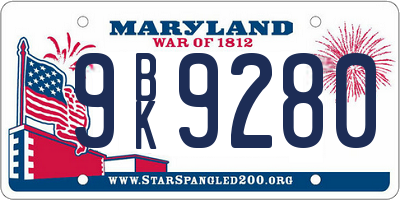 MD license plate 9BK9280