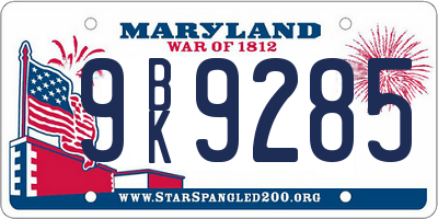 MD license plate 9BK9285