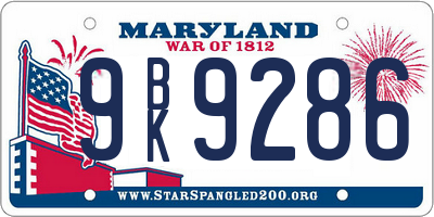 MD license plate 9BK9286