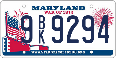 MD license plate 9BK9294