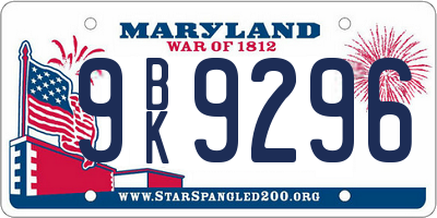 MD license plate 9BK9296