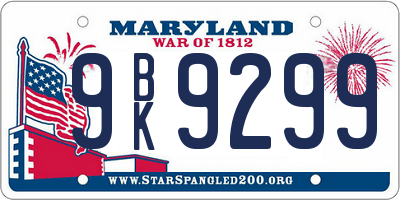 MD license plate 9BK9299