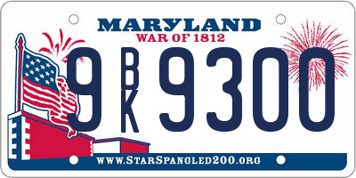 MD license plate 9BK9300