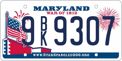 MD license plate 9BK9307