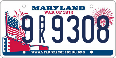 MD license plate 9BK9308