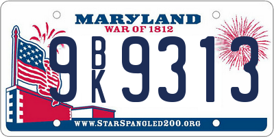 MD license plate 9BK9313