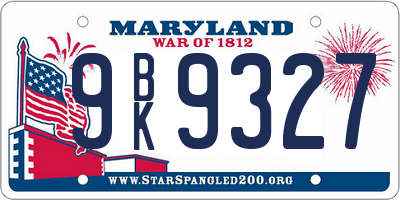 MD license plate 9BK9327