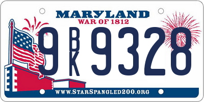 MD license plate 9BK9328
