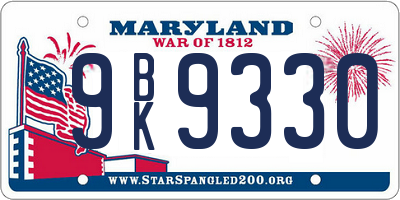 MD license plate 9BK9330