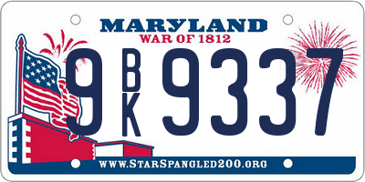MD license plate 9BK9337