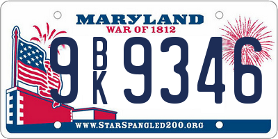 MD license plate 9BK9346