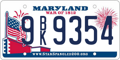 MD license plate 9BK9354