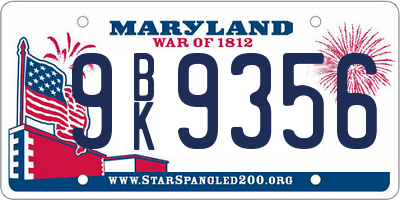 MD license plate 9BK9356