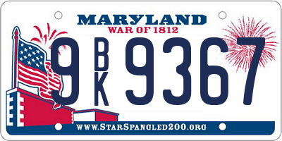 MD license plate 9BK9367